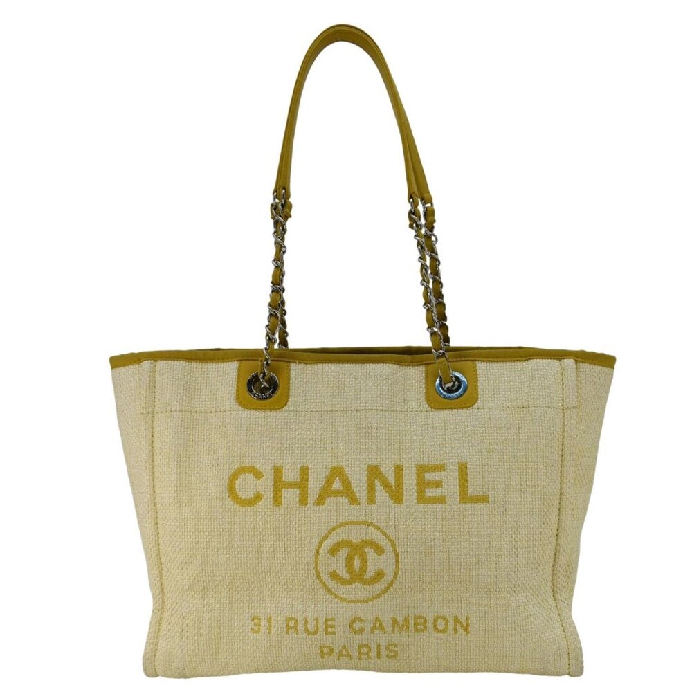 Chanel Deauville Straw Raffia Tote Bag Yellow - Picture 1 of 13
